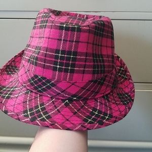Pink and black with a hint of gold flanal fedora